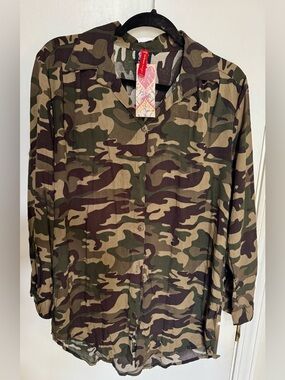 Button-Down Camo Shirt - Olive Green